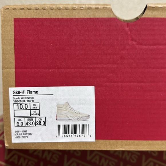 Vans Sk8 Hi Flame Flame suede off white white men’s size 10 - Picture 9 of 10